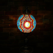 Mosaic Table or Floor Lamp in Red, Orange, Yellow, & Blue