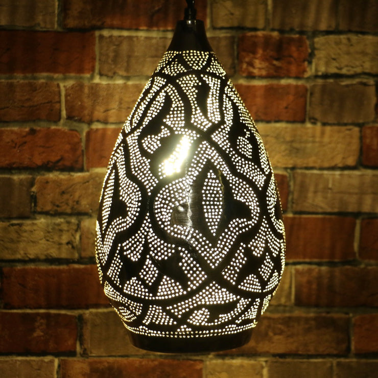 Hand-Punctured Nickel-Plated Brass Hanging Lamp