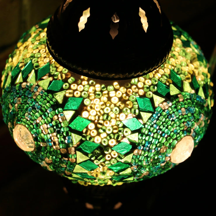 Mosaic Table Lamp in Green, Swan Neck
