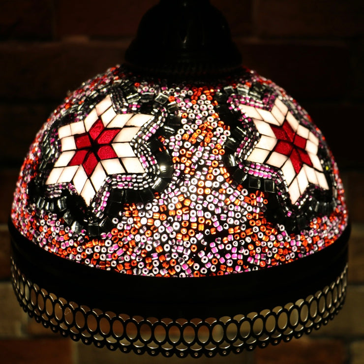 Hanging Mosaic Dome Lamp in Blush Tones, Open Bottom