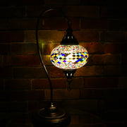 Mosaic Table Lamp in Many Colors, Swan Neck