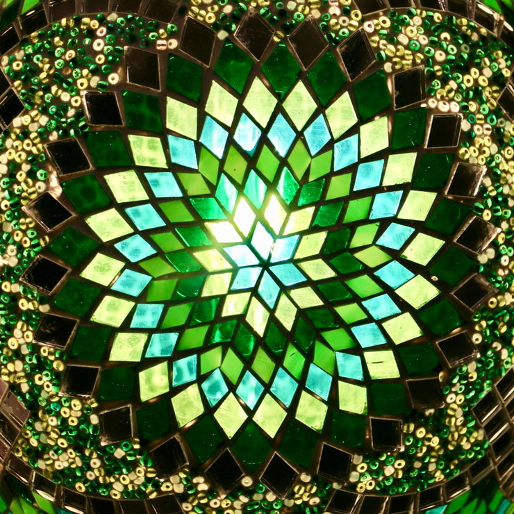 Hanging Mosaic "Egg" Lamp in Green & Turquoise