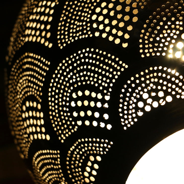 Hand-Punctured Nickel-Plated Brass Hanging Lamp