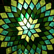 Hanging Mosaic "Egg" Lamp in Green & Turquoise
