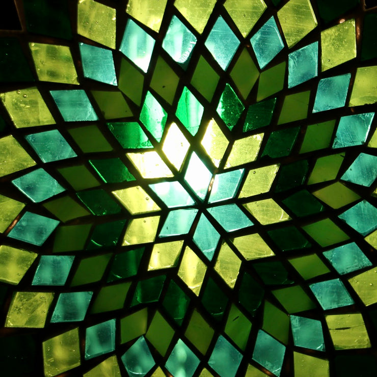 Hanging Mosaic "Egg" Lamp in Green & Turquoise